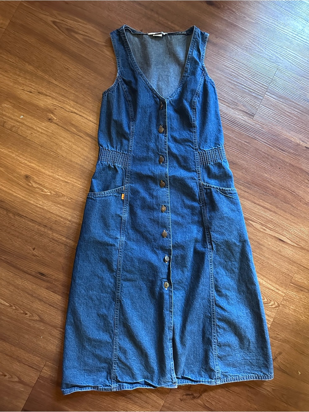 1970s Levi's Denim Tank Dress Button-Front - Picture 1 of 16